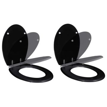 Gossi capace wc cu inchidere silentioasa, 2 buc, negru, mdf