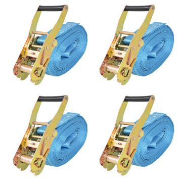 Gossi chingi fixare cu clichet, 4 buc, 4 tone, 8 m x 50 mm, albastru