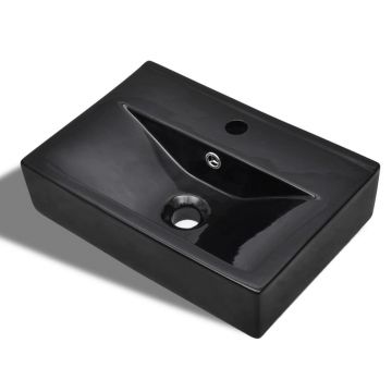 Gossi chiuveta baie loc robinet/preaplin negru ceramic dreptunghiular