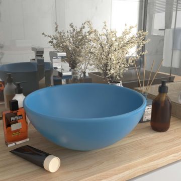 Gossi chiuveta baie lux albastru mat 32,5x14 cm ceramica rotund