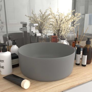 Gossi chiuveta baie lux gri deschis mat 40x15 cm ceramica rotund