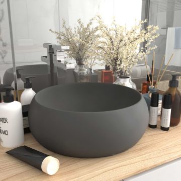 Gossi chiuveta baie lux, gri inchis mat, 40x15 cm, ceramica, rotund