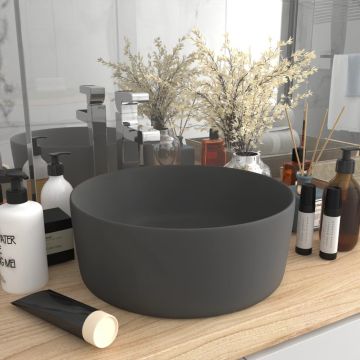 Gossi chiuveta baie lux, gri inchis mat, 40x15 cm, ceramica, rotund