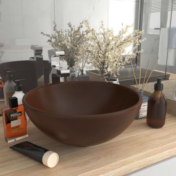 Gossi chiuveta baie lux maro inchis mat 32,5x14 cm ceramica rotund