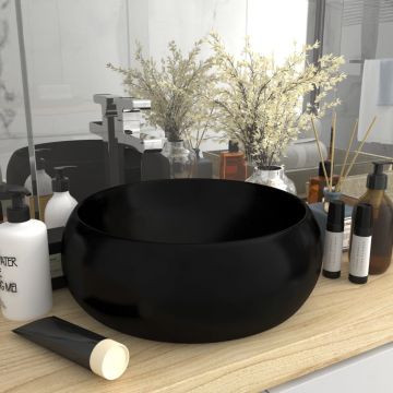 Gossi chiuveta baie lux, negru mat, 40x15 cm, ceramica, rotund