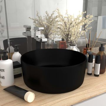 Gossi chiuveta baie lux, negru mat, 40x15 cm, ceramica, rotund