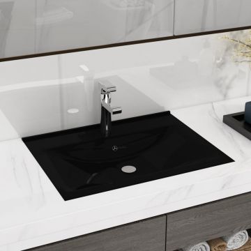 Gossi chiuveta baie lux, orificiu robinet negru mat 60x46 cm ceramica
