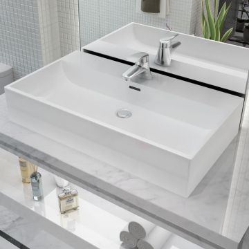 Gossi chiuveta baie, orificiu robinet, ceramica, 76x42,5x14,5 cm, alb
