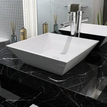 Gossi chiuveta ceramica patrata, alb, 41,5 x 41,5 x 12 cm