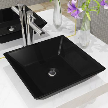Gossi chiuveta ceramica patrata, negru, 41,5x41,5x12 cm
