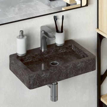 Gossi chiuveta cu montaj pe perete, negru, 38x24x6,5 cm, marmura