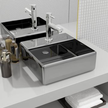 Gossi chiuveta cu orificiu robinet argintiu 38x30x11,5 cm ceramica