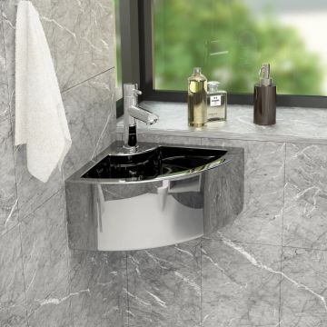 Gossi chiuveta cu preaplin, argintiu, 45 x 32 x 12,5 cm, ceramica