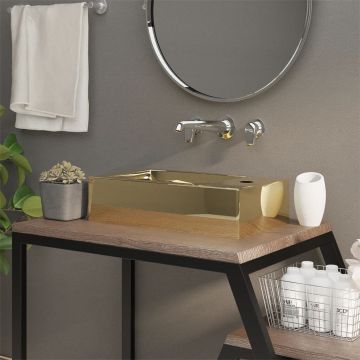 Gossi chiuveta cu preaplin, auriu, 49 x 25 x 15 cm, ceramica