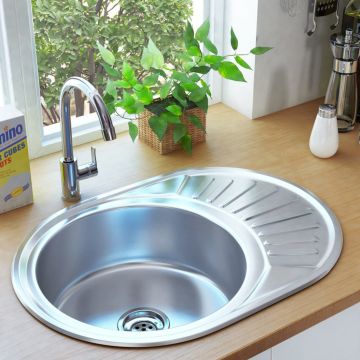 Gossi chiuveta de bucatarie cu sita si sifon, otel inoxidabil, oval