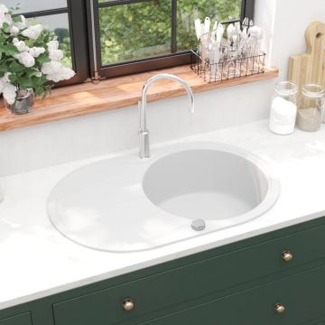 Gossi chiuveta de bucatarie din granit, alb, un bazin, oval