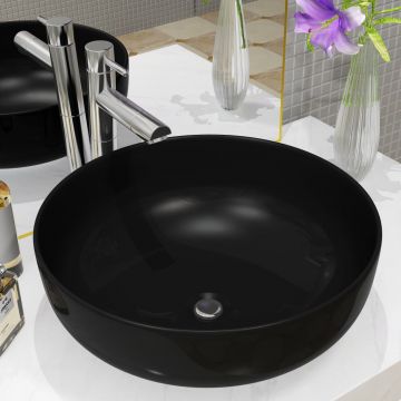 Gossi chiuveta din ceramica, rotunda, 41,5 x 13,5 cm, negru