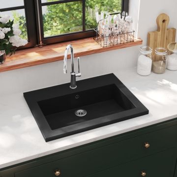 Gossi chiuveta din granit, negru, 600 x 450 x 120 mm
