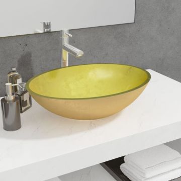 Gossi chiuveta din sticla, auriu, 50x37x14 cm