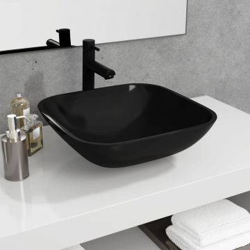 Gossi chiuveta din sticla, negru, 42x42x14 cm