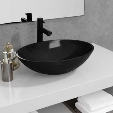 Gossi chiuveta din sticla, negru, 50x37x14 cm
