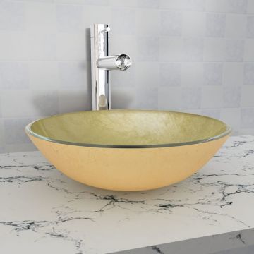 Gossi chiuveta din sticla otelita 42 cm, aurie