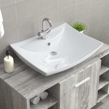 Gossi chiuveta dreptunghiulara cu preaplin & gaura robinet, ceramica