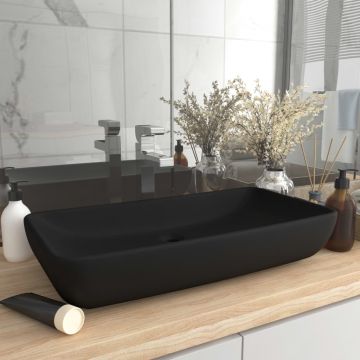 Gossi chiuveta dreptunghiulara de lux, negru mat, 71x38 cm, ceramica
