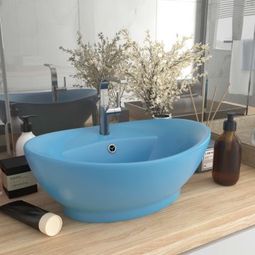 Gossi chiuveta lux cu preaplin, bleu mat, 58,5x39 cm, ceramica, oval