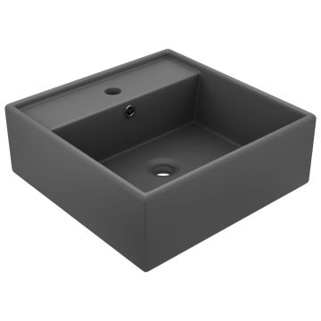 Gossi chiuveta lux cu preaplin gri inchis mat 41x41cm ceramica patrat