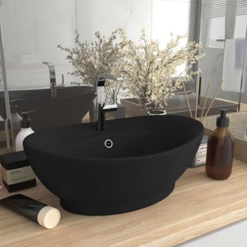 Gossi chiuveta lux cu preaplin, negru mat, 58,5x39 cm ceramica, oval