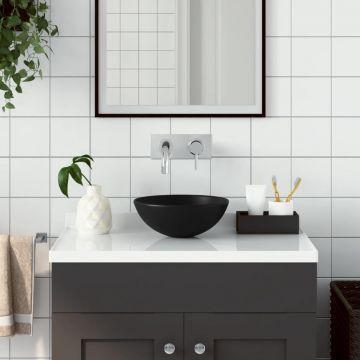 Gossi chiuveta pentru baie, negru mat, ceramica, rotund