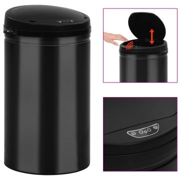 Gossi cos de gunoi automat cu senzor, 40 l, negru, otel carbon