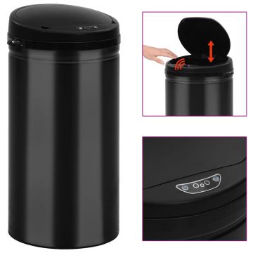 Gossi cos de gunoi automat cu senzor, 50 l, negru, otel carbon