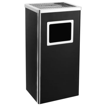 Gossi cos de gunoi cu scrumiera, pentru hotel, negru, otel, 45 l