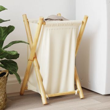 Gossi cos de rufe, alb crem, 41,5x36x63,5 cm, bambus