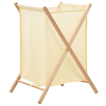 Gossi cos de rufe, bej, lemn cedru si material textil, 42x41x64 cm
