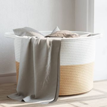Gossi cos de rufe, bej si alb, Ø55x36 cm, bumbac