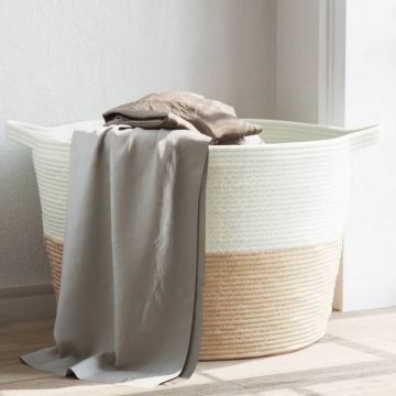 Gossi cos de rufe, bej si alb, Ø60x36 cm, bumbac