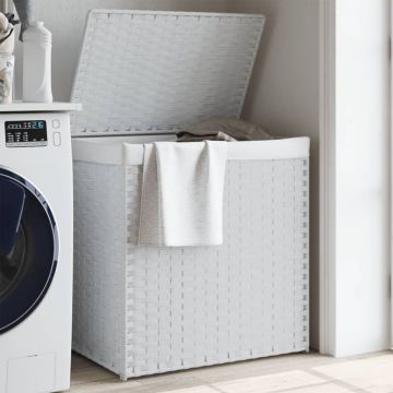 Gossi cos de rufe cu 2 sectiuni, alb, 53x35x57 cm, poliratan