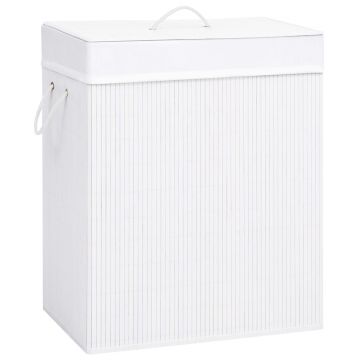 Gossi cos de rufe din bambus cu 2 sectiuni, alb, 100 l