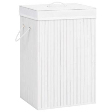 Gossi cos de rufe din bambus cu 2 sectiuni, alb, 72 l