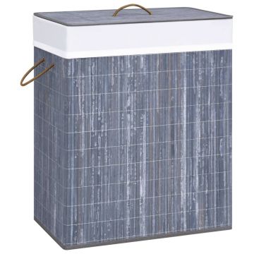 Gossi cos de rufe din bambus cu 2 sectiuni, gri, 100 l