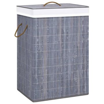Gossi cos de rufe din bambus cu 2 sectiuni, gri, 72 l