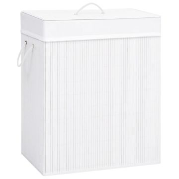 Gossi cos de rufe din bambus cu o sectiune, alb, 83 l