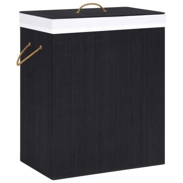 Gossi cos de rufe din bambus cu o sectiune, negru, 83 l