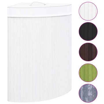 Gossi cos de rufe din bambus de colt, alb, 60 l