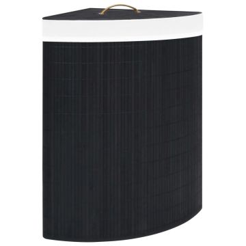 Gossi cos de rufe din bambus de colt, negru, 60 l
