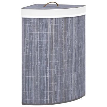 Gossi cos de rufe din bambus, pentru colt, gri, 60 l