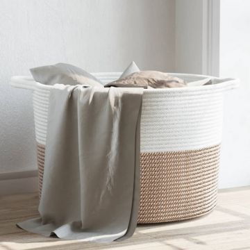Gossi cos de rufe, maro si alb, Ø55x36 cm, bumbac